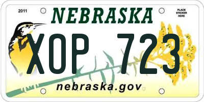 NE license plate XOP723
