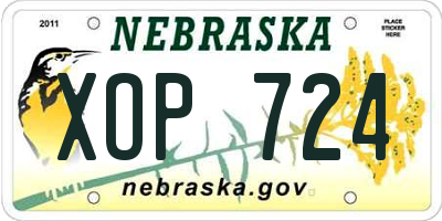 NE license plate XOP724
