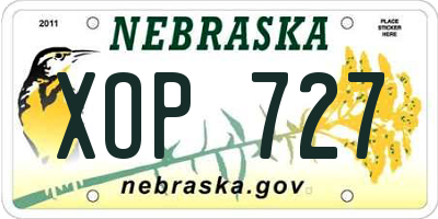 NE license plate XOP727