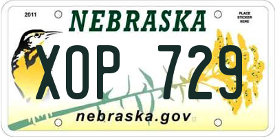 NE license plate XOP729