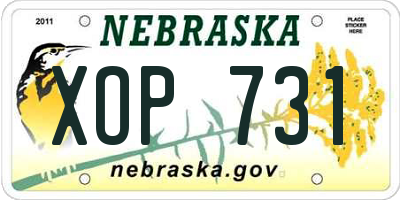 NE license plate XOP731