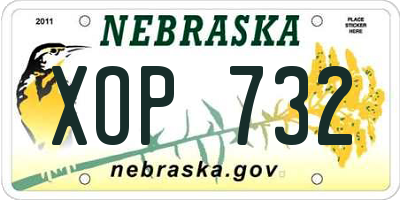 NE license plate XOP732