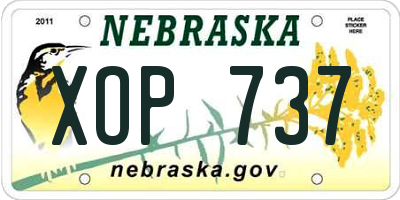 NE license plate XOP737