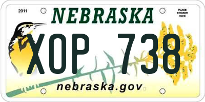 NE license plate XOP738