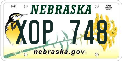 NE license plate XOP748