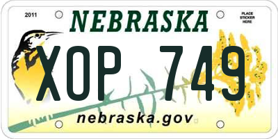 NE license plate XOP749