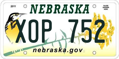NE license plate XOP752
