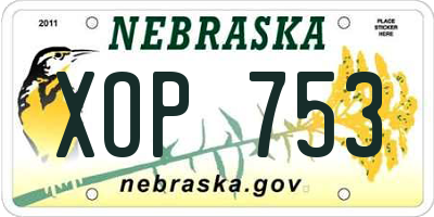 NE license plate XOP753