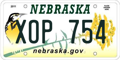 NE license plate XOP754