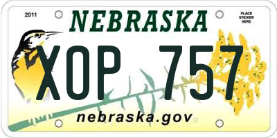 NE license plate XOP757