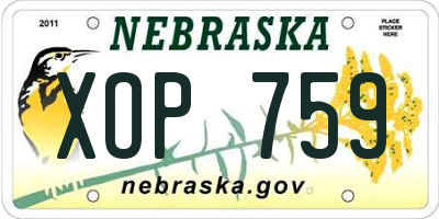 NE license plate XOP759
