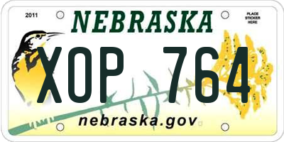 NE license plate XOP764