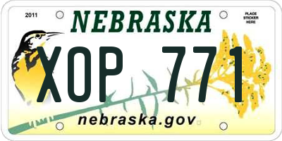 NE license plate XOP771