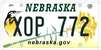 NE license plate XOP772