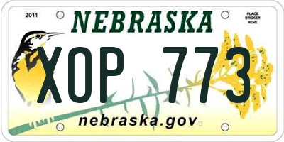 NE license plate XOP773