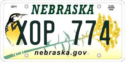 NE license plate XOP774