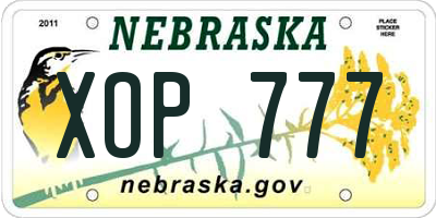 NE license plate XOP777