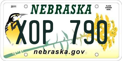 NE license plate XOP790