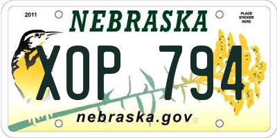 NE license plate XOP794
