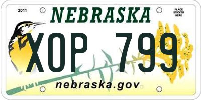NE license plate XOP799