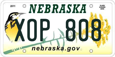 NE license plate XOP808