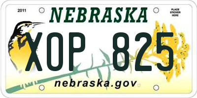 NE license plate XOP825