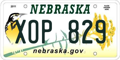 NE license plate XOP829