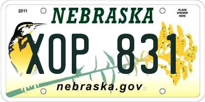 NE license plate XOP831