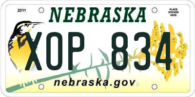 NE license plate XOP834
