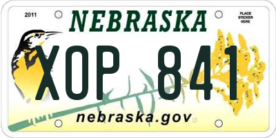 NE license plate XOP841