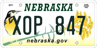 NE license plate XOP847