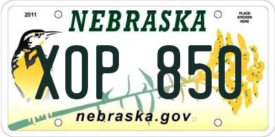 NE license plate XOP850