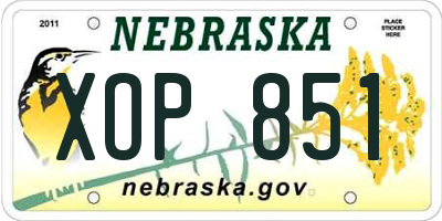 NE license plate XOP851