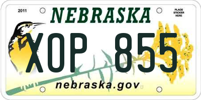 NE license plate XOP855