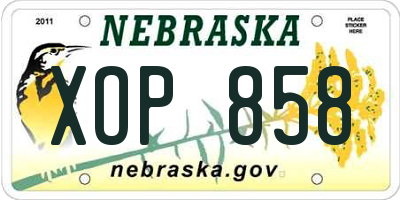 NE license plate XOP858