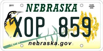 NE license plate XOP859