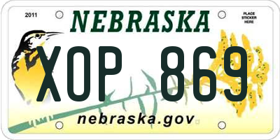 NE license plate XOP869