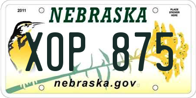 NE license plate XOP875