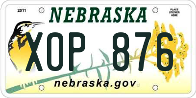NE license plate XOP876