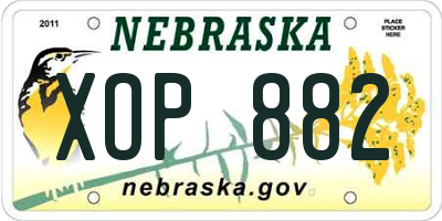 NE license plate XOP882