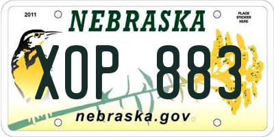 NE license plate XOP883