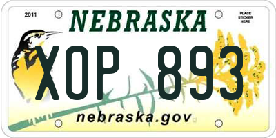 NE license plate XOP893