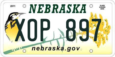 NE license plate XOP897