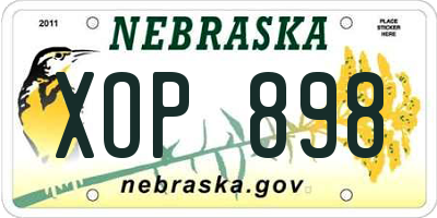 NE license plate XOP898