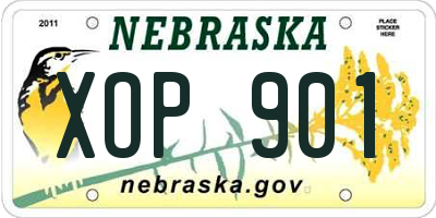 NE license plate XOP901