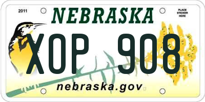 NE license plate XOP908