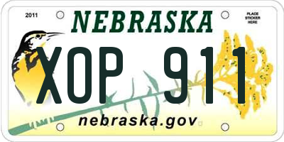 NE license plate XOP911