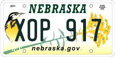 NE license plate XOP917