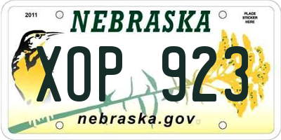 NE license plate XOP923