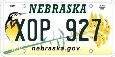 NE license plate XOP927